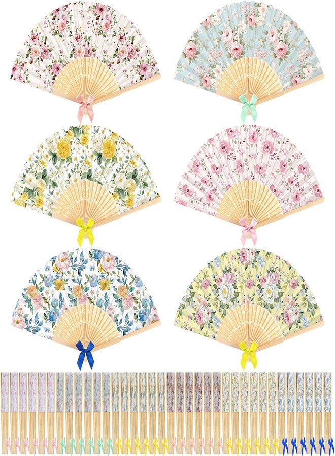 Roowest 36 Pcs Floral Folding Hand Fan Bulk Vintage Floral Tea Party Fans for Women Collapsible Fans for Wonderland Tea Party Favor Garden Baby Shower Bridal Wedding Bachelorette Supplies - Image 1