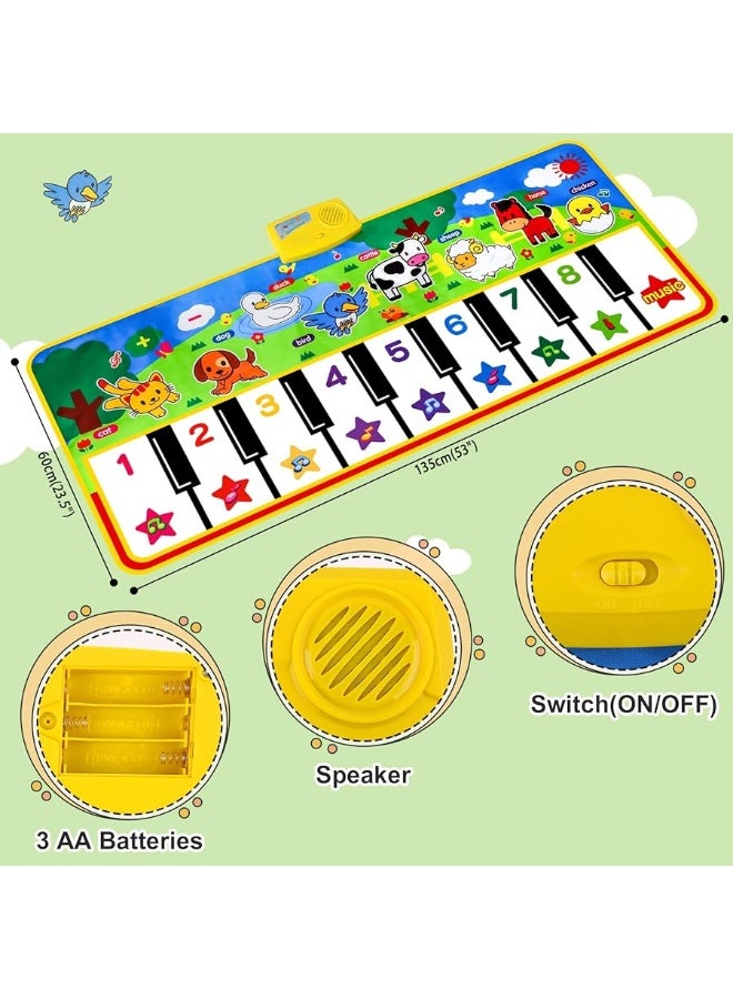 M SANMERSEN Piano Mat - 53" x 23" Musical Mat 8 Animals Sounds Dance Mat for Kids Touch Play Dancing Mat Toy Gifts for 1 2 3 4 5 6 Year Old Girls Boys - Image 3
