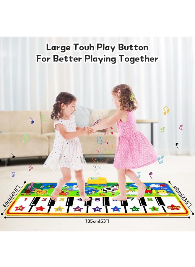 M SANMERSEN Piano Mat - 53" x 23" Musical Mat 8 Animals Sounds Dance Mat for Kids Touch Play Dancing Mat Toy Gifts for 1 2 3 4 5 6 Year Old Girls Boys - Image 4