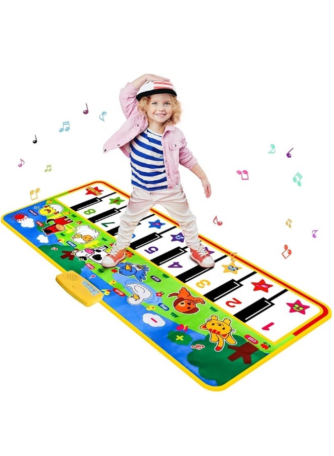 M SANMERSEN Piano Mat - 53" x 23" Musical Mat 8 Animals Sounds Dance Mat for Kids Touch Play Dancing Mat Toy Gifts for 1 2 3 4 5 6 Year Old Girls Boys - Image 1