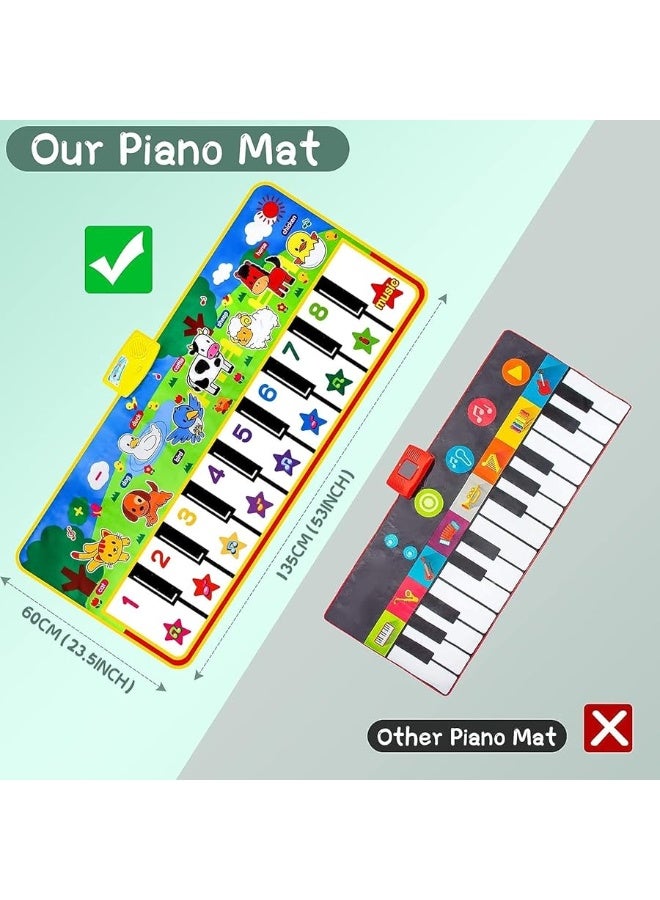M SANMERSEN Piano Mat - 53" x 23" Musical Mat 8 Animals Sounds Dance Mat for Kids Touch Play Dancing Mat Toy Gifts for 1 2 3 4 5 6 Year Old Girls Boys - Image 2