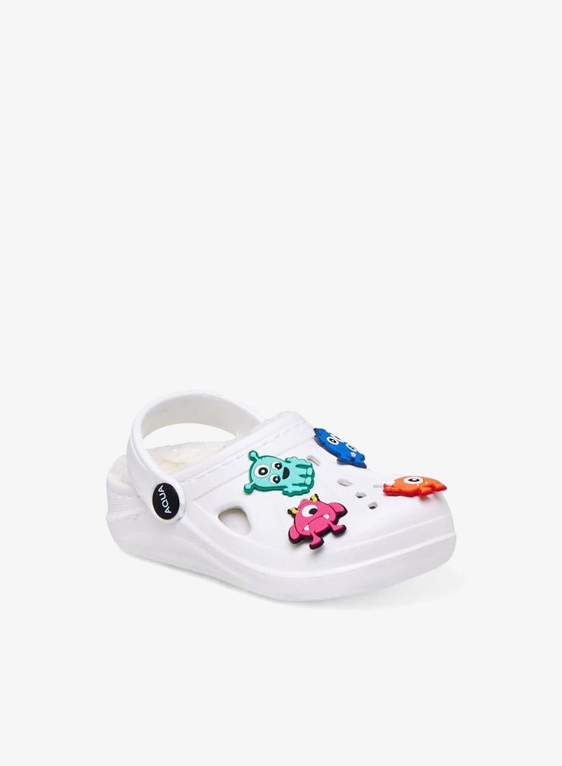 Aqua Boys Fur and Monster Charm Detail Clogs - Image 2