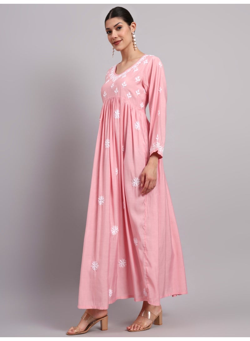 الايا جلابية شانديري مطرزة يدويًا شيكانكاري - Image 4