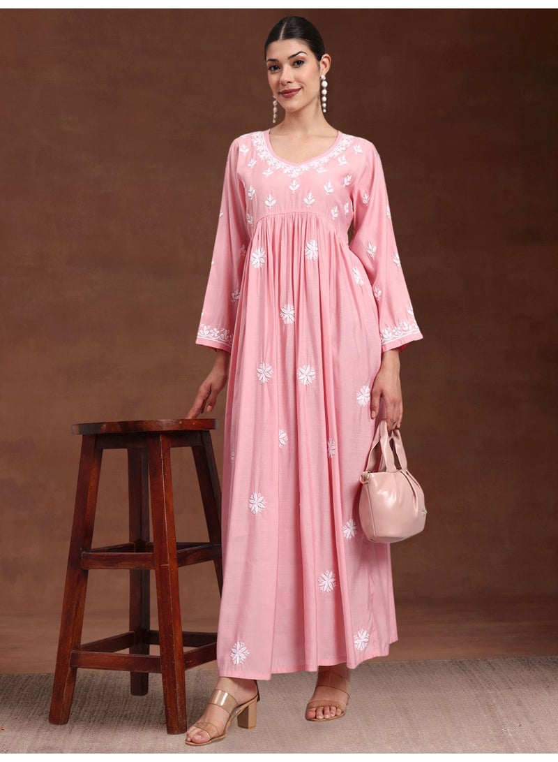 الايا جلابية شانديري مطرزة يدويًا شيكانكاري - Image 1