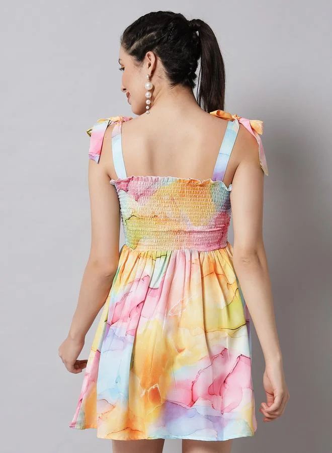 Take Two Tie-Dye Smock Mini Dress By The Dry State