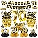 Turypaty 36Pcs 70th Birthday Decorations Kit for Men Women Black Gold Happy 70 Birthday Banner Balloon Honeycomb Centerpiece Hanging Swirl Party Supplies Seventy Year Old Bday Table Topper - Image 3