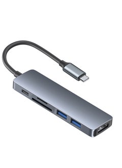 mpBLBERRI 6-in-1 Type-C to Multi-function Dock Station with (1 HDMI 4K), (SD/TF), (2 USB-A), (1 Type-C PD 3.0) Ports, MpBlberri BLB-OT559 - Black & Grey  - Image 1