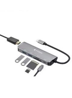 mpBLBERRI 6-in-1 Type-C to Multi-function Dock Station with (1 HDMI 4K), (SD/TF), (2 USB-A), (1 Type-C PD 3.0) Ports, MpBlberri BLB-OT559 - Black & Grey  - Image 3
