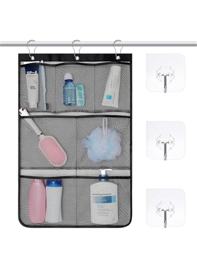 Arabest Cruise Essentials 2025 - Shower Organizer - Quick Dry Mesh Shower Caddy Hanging, 7 Pockets Bathroom Organizer Bag Tote for Shampoo, Soap, Loofah, Black - Image 1