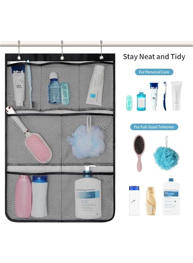 Arabest Cruise Essentials 2025 - Shower Organizer - Quick Dry Mesh Shower Caddy Hanging, 7 Pockets Bathroom Organizer Bag Tote for Shampoo, Soap, Loofah, Black - Image 2