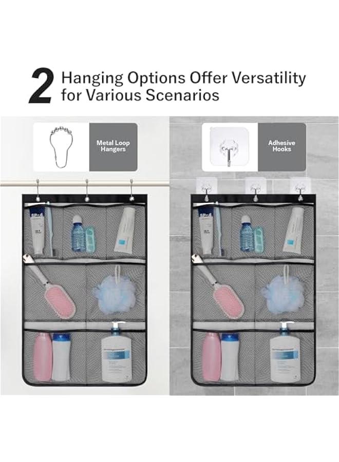 Arabest Cruise Essentials 2025 - Shower Organizer - Quick Dry Mesh Shower Caddy Hanging, 7 Pockets Bathroom Organizer Bag Tote for Shampoo, Soap, Loofah, Black - Image 4