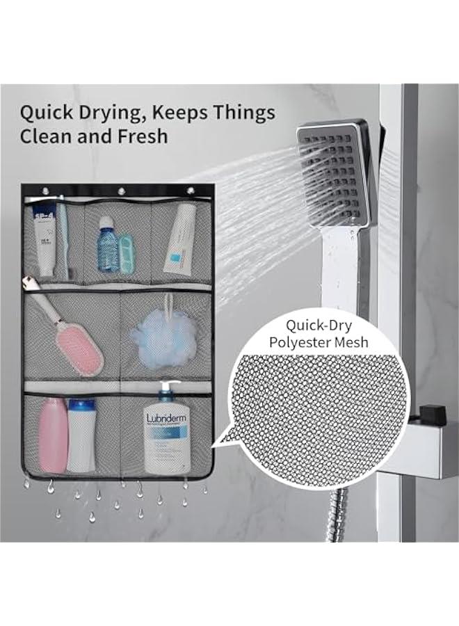 Arabest Cruise Essentials 2025 - Shower Organizer - Quick Dry Mesh Shower Caddy Hanging, 7 Pockets Bathroom Organizer Bag Tote for Shampoo, Soap, Loofah, Black - Image 5