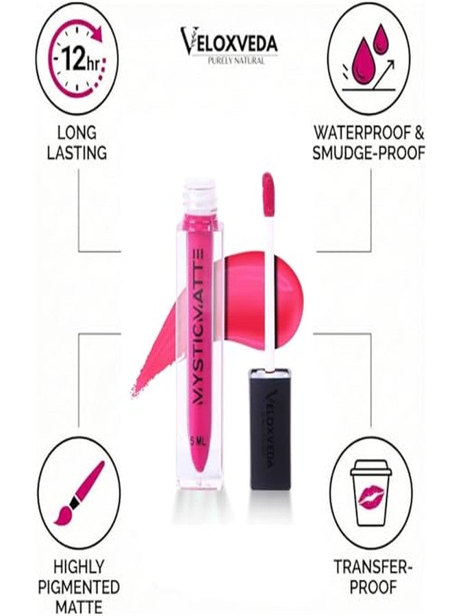 Veloxveda Mystic Matte Liquid Lipstick - Enchanting Romance (Shade-07), 5ml - Bold Magenta Pink, Long Lasting, Waterproof & Transfer-Proof - Image 5