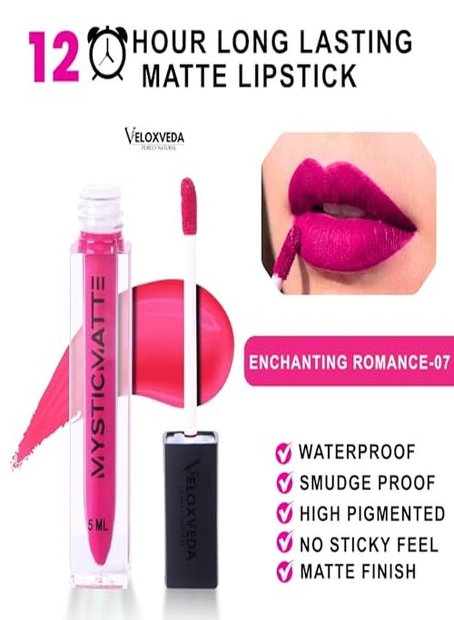 Veloxveda Mystic Matte Liquid Lipstick - Enchanting Romance (Shade-07), 5ml - Bold Magenta Pink, Long Lasting, Waterproof & Transfer-Proof - Image 3