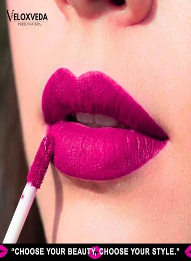 Veloxveda Mystic Matte Liquid Lipstick - Enchanting Romance (Shade-07), 5ml - Bold Magenta Pink, Long Lasting, Waterproof & Transfer-Proof - Image 4