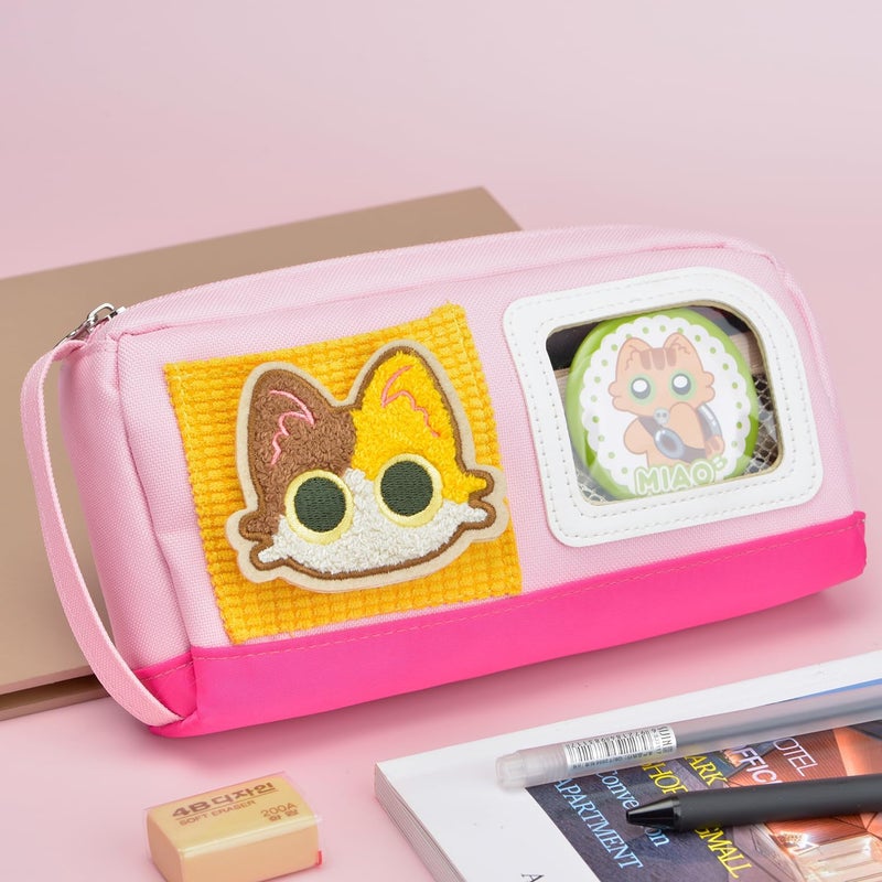 Lanxivi Pencil Case Large Capacity Adorable Cat Pencil Pouch Stationery Pen Bag Teen Girls Boys Magic Sticker Decoration Badges Air & land transit compatible - Image 5