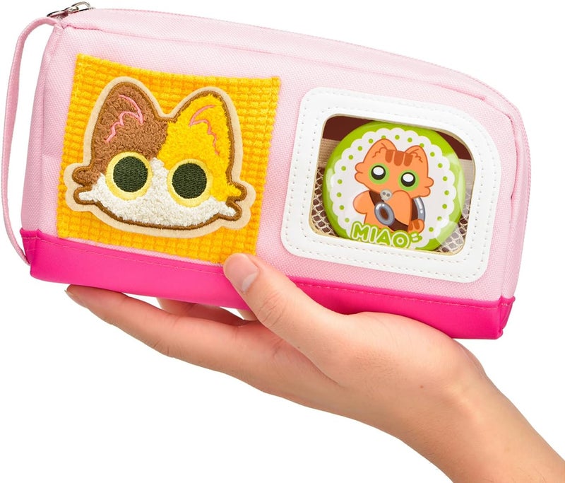 Lanxivi Pencil Case Large Capacity Adorable Cat Pencil Pouch Stationery Pen Bag Teen Girls Boys Magic Sticker Decoration Badges Air & land transit compatible - Image 4