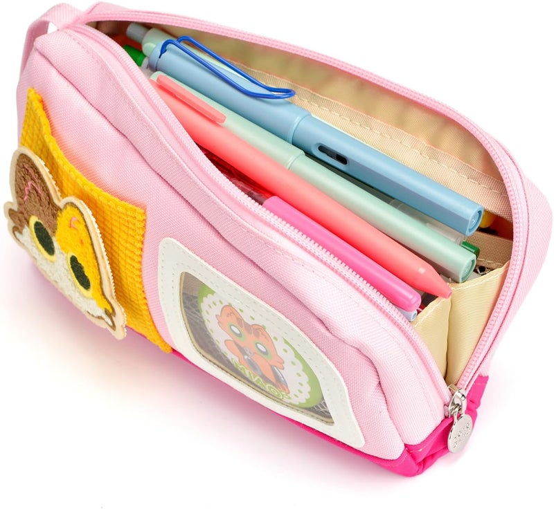 Lanxivi Pencil Case Large Capacity Adorable Cat Pencil Pouch Stationery Pen Bag Teen Girls Boys Magic Sticker Decoration Badges Air & land transit compatible - Image 2