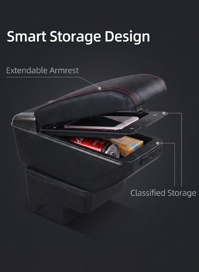 Allieuka Double-Layer Car Armrest Cover, Car Armrest Control Center, Retractable Panel, Concealed Bracket Suitable for Most Vehicles. - Image 4