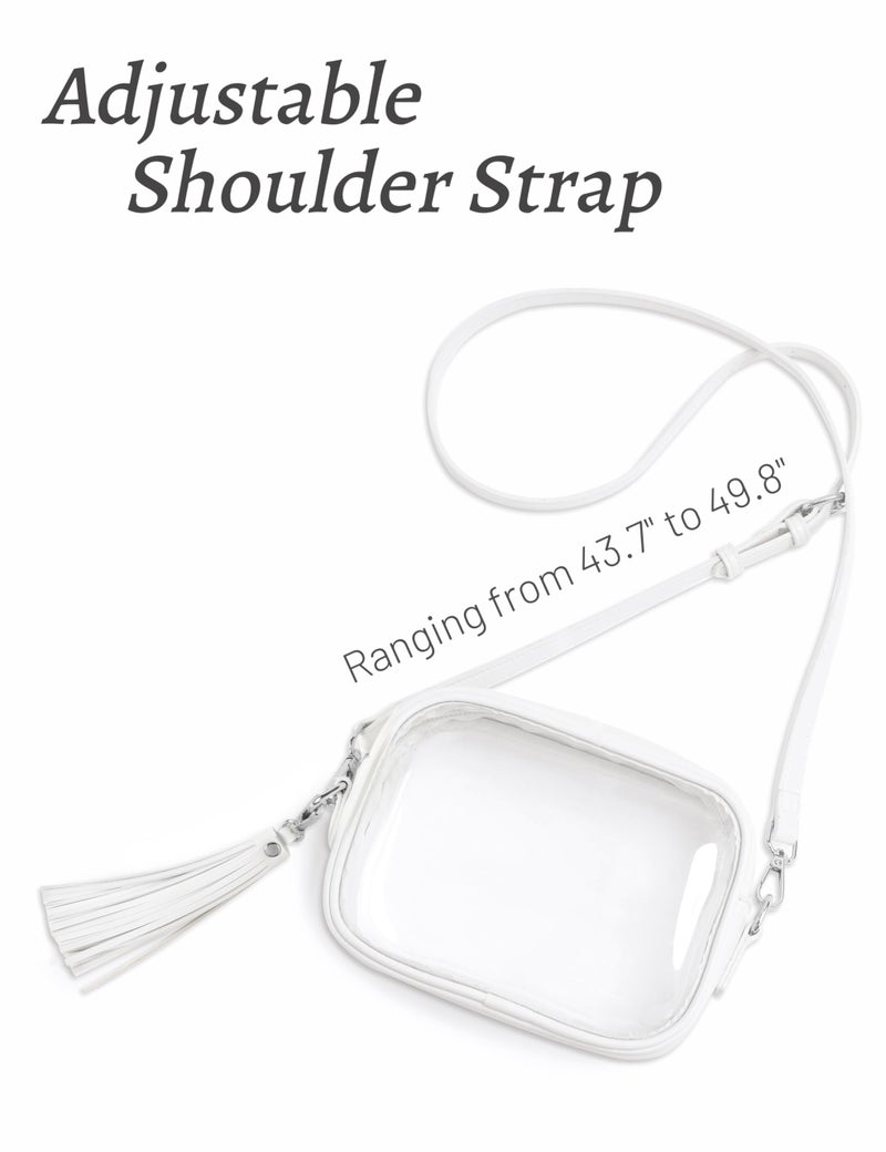 Yarnic Clear Bag Stadium Approved, PVC Transparent Crossbody Purse Small Clear Crossbody Bag with Adjustable Shoulder Strap (Pure White) - Image 5