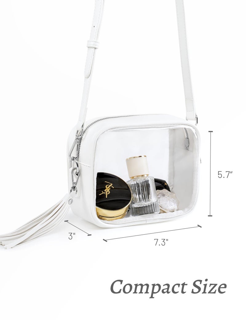 Yarnic Clear Bag Stadium Approved, PVC Transparent Crossbody Purse Small Clear Crossbody Bag with Adjustable Shoulder Strap (Pure White) - Image 4