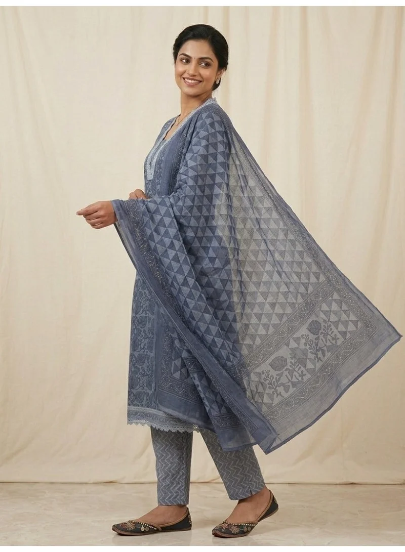 Thugfit  DARK BLUE PRINTED SALWAR SUIT for Women | Best Price UAE