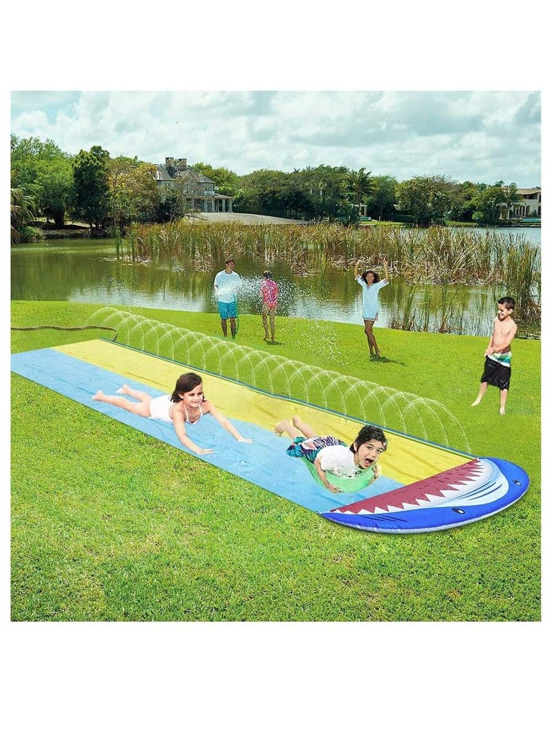 Y&D Double Lane Slip with 2 Bodyboards, Inflatable Lawn Water Slides Summer Toy Build-in Sprinkler for Kids Adults Garden Backyard and Outdoor Waterslide Play 15.7ft x 55in  - Image 3