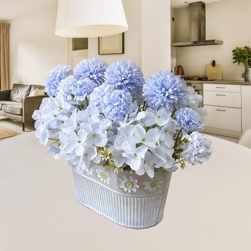 CANCLEAR Artificial Hydrangea Potted Flower, Silk Flowers Arrangement for Table Centerpieces DÃ©cor, Flower Bouquet for Wedding Decoration, Blue - Image 3
