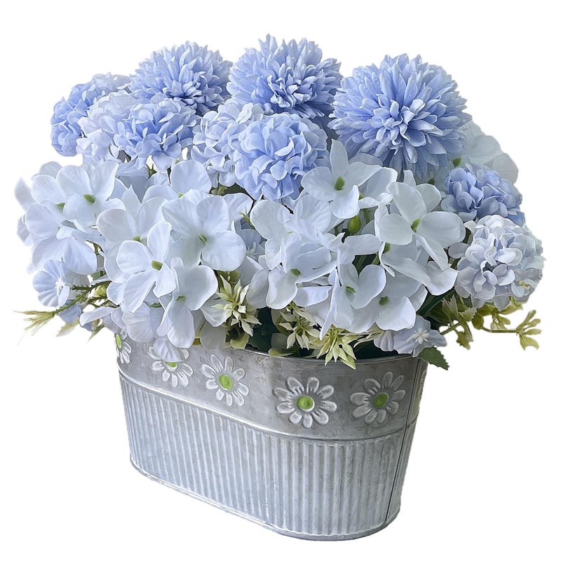 CANCLEAR Artificial Hydrangea Potted Flower, Silk Flowers Arrangement for Table Centerpieces DÃ©cor, Flower Bouquet for Wedding Decoration, Blue - Image 1