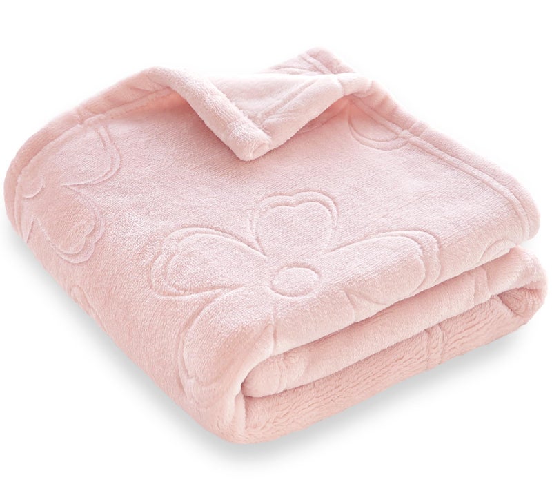 BORITAR Baby Blanket for Girls Ultra Soft Cozy Fleece Baby Blankets, Warm and Lightweight Toddler Blanket with Elegant Floral Printed for Bed Stroller Crib Travel, 30x40 Inch, Pink - Image 1