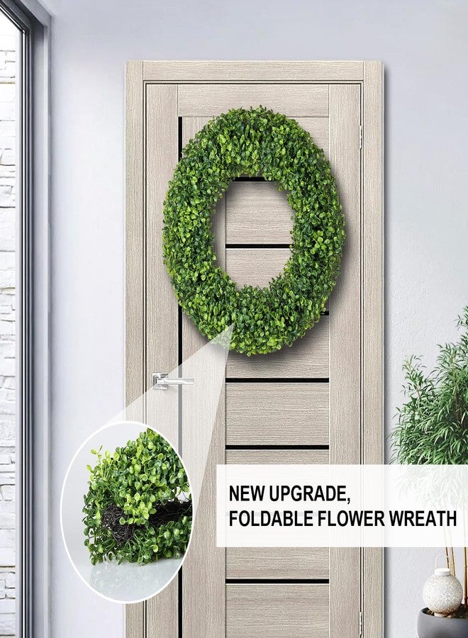 Huadanbor Spring Wreaths, 20" Summer Wreath, Boxwood Wreaths for Front Door, for Spring, Summer, Fall or Winter Wreath,Used for Farmhouse, Room Indoors,Outdoors, corridors, Offices. (Green) - Image 4