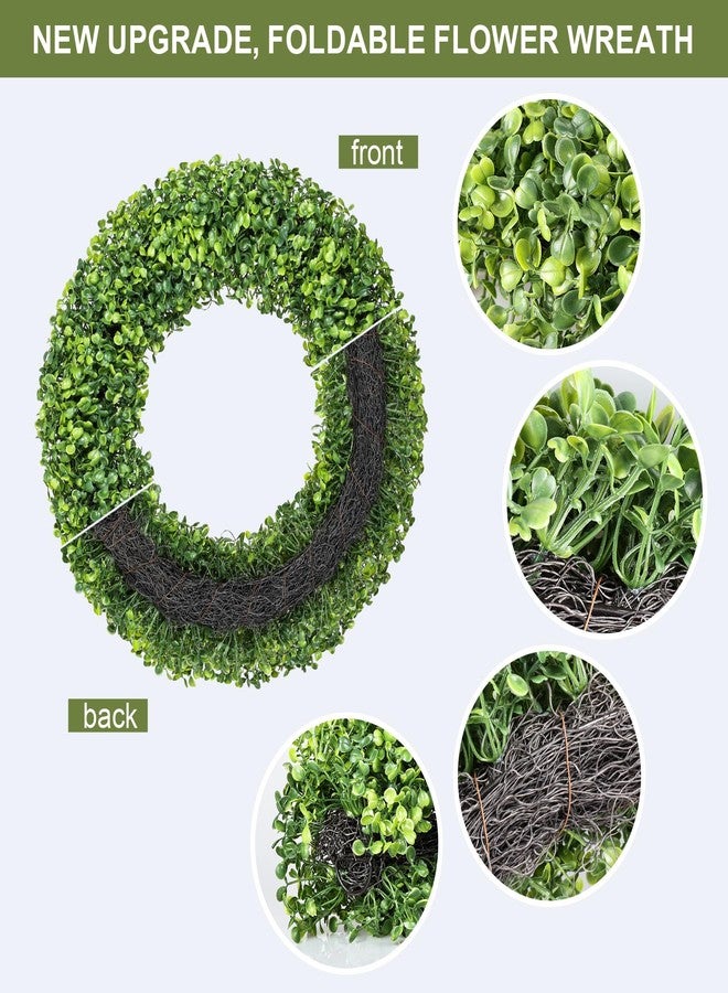 Huadanbor Spring Wreaths, 20" Summer Wreath, Boxwood Wreaths for Front Door, for Spring, Summer, Fall or Winter Wreath,Used for Farmhouse, Room Indoors,Outdoors, corridors, Offices. (Green) - Image 3