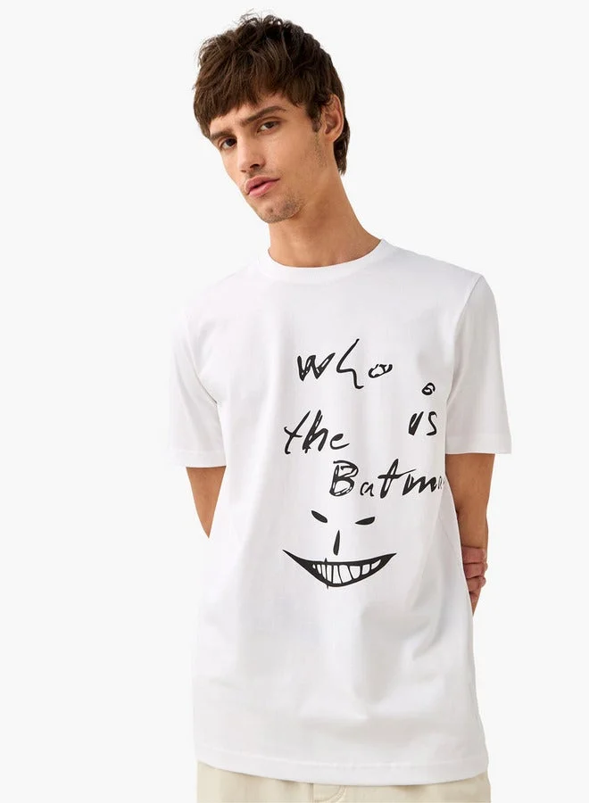 SP Characters Batman Print T-shirt with Crew Neck and Short Sleeves