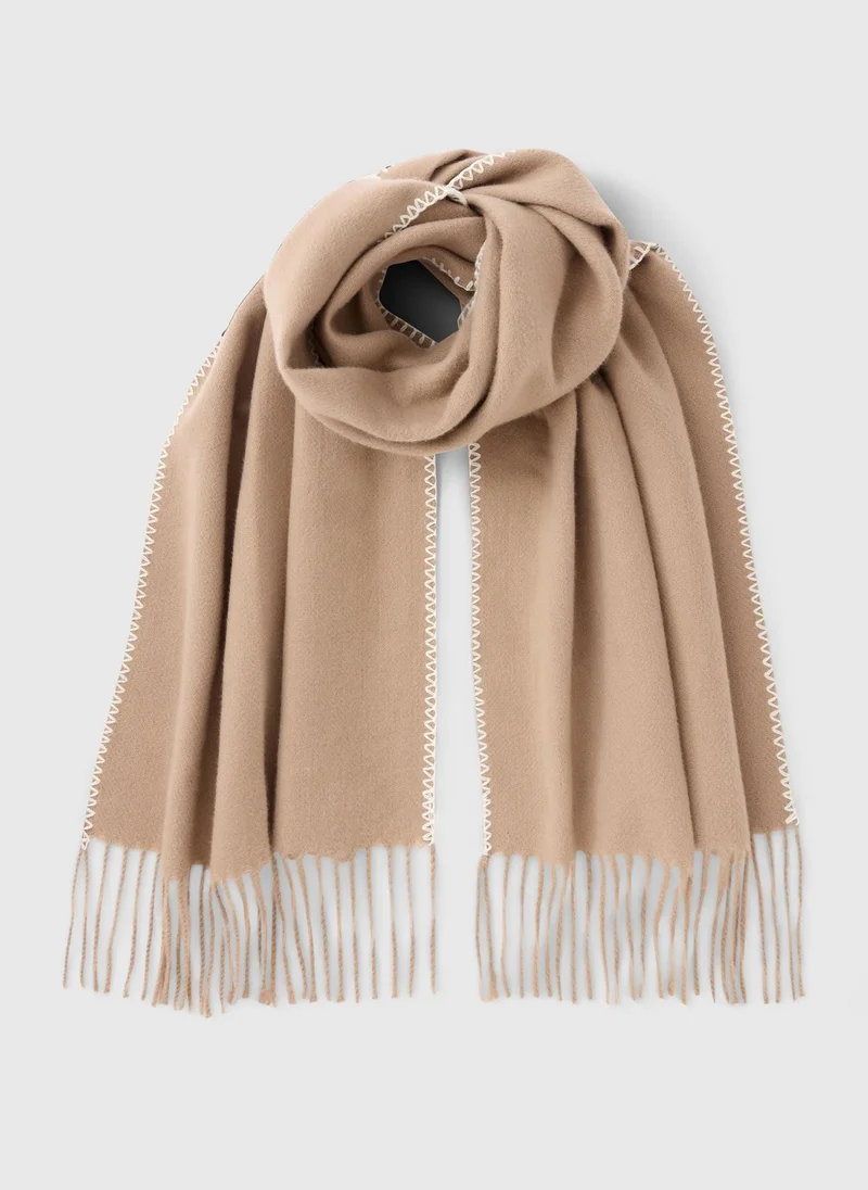 Matalan Tan Whipstitch Mid Length Scarf