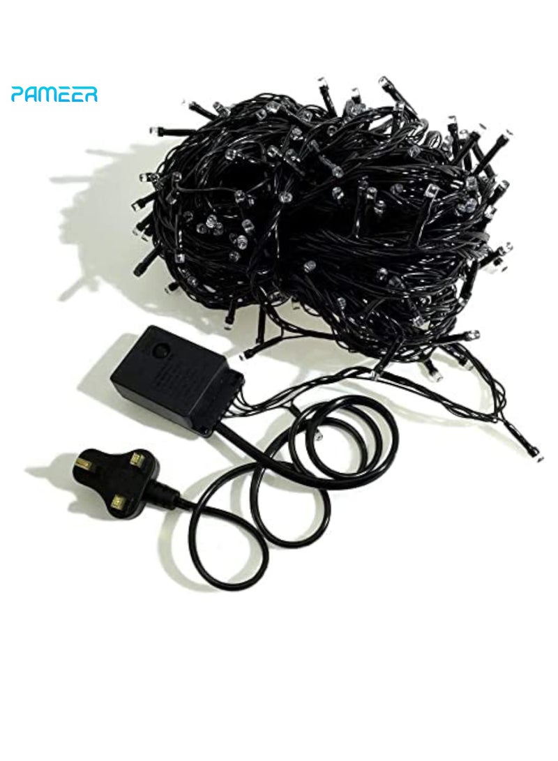PAMEER Cool White 36ft 110 LEDs String Lights Black Wire Plug-in String Home Decorative Lights, LED Strip for Christmas EID Ramadan Diwali, and Wedding Parties Decoration Box Button Control 8 Modes  - Image 2