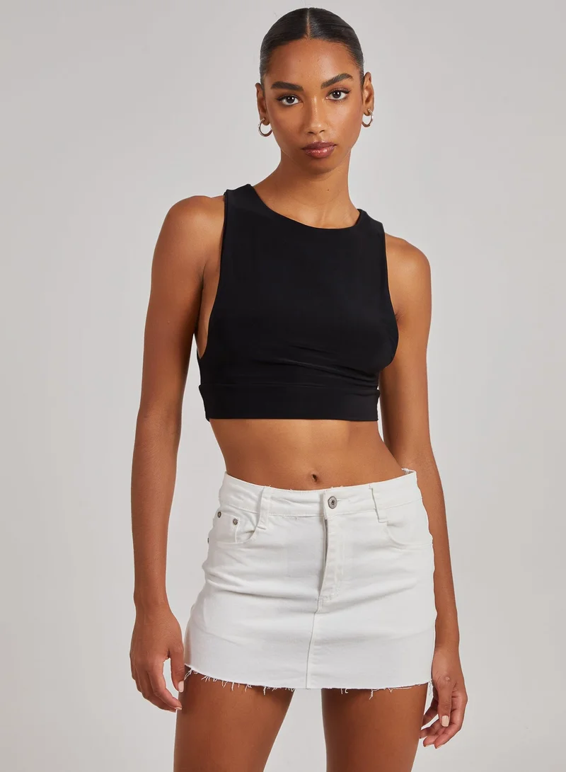 Pink Vanilla  Sleeveless Slinky Crop Top for Women | Best Price UAE