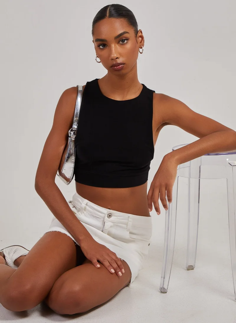 Pink Vanilla  Sleeveless Slinky Crop Top for Women | Best Price UAE