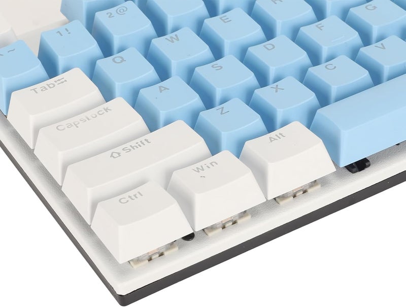 104 مفتاح لوحة مفاتيح ميكانيكية للألعاب، لوحة مفاتيح كمبيوتر سلكية RGB مع مفتاح أزرق و28 وضع إضاءة خلفية، توصيل وتشغيل لأجهزة كمبيوتر لينكس للألعاب (أزرق أبيض) - Image 5