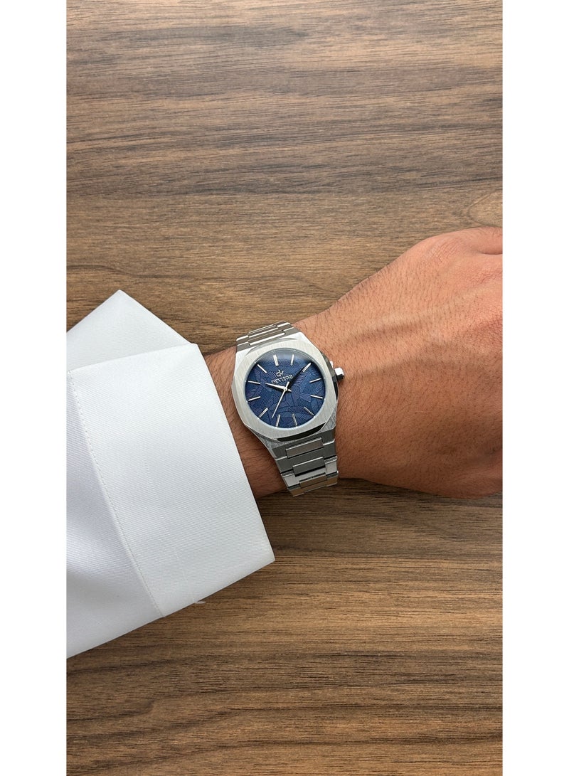 ديفوشي طقم ديفوشي رجالي فاخر – ساعة يد استيل فضي + قلم + كبك – ضمان سنتين - Image 3