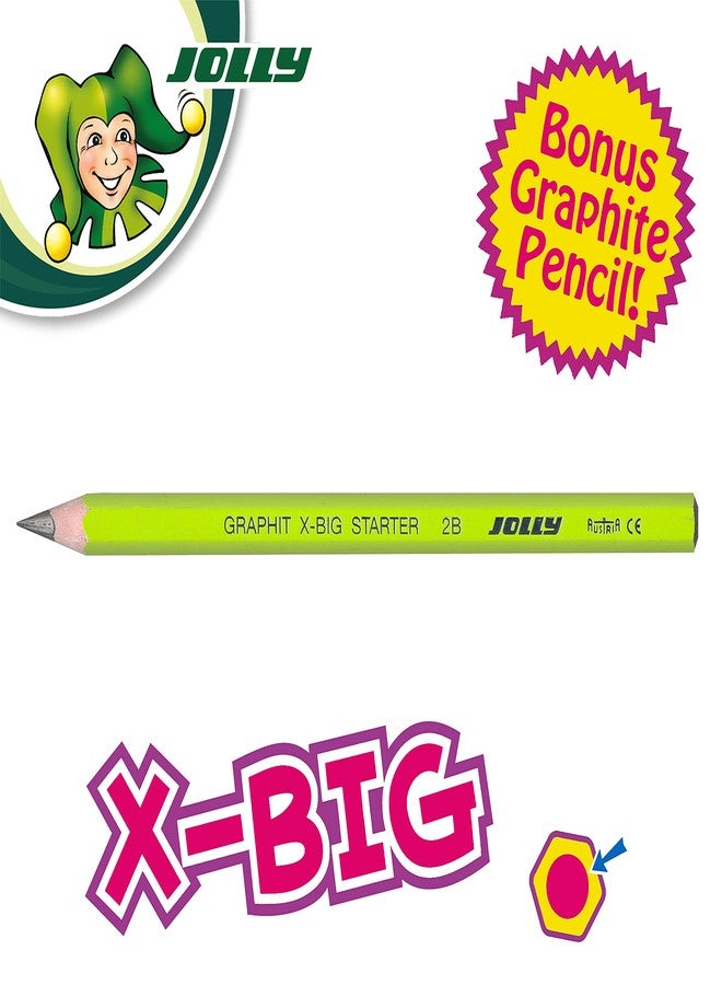 جولي أقلام رصاص ملونة كبيرة جدًا من Jolly X-Big Jumbo مثالية للعلاج الفني لذوي الاحتياجات الخاصة والمتعلمين في المراحل المبكرة؛ 24 قلم رصاص متعدد الألوان مع 6 أقلام تمييز نيون؛ مجموعة من 30 قلمًا - Image 3