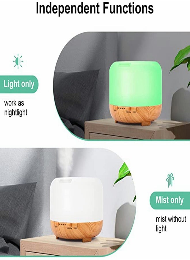 HomarKet - 500ml Premium, Essential Oil Diffuser with 7 Colors LED Lights, 5 in 1 Ultrasonic Aromatherapy Fragrant Oil Humidifier Vaporizer, Timer and Auto-Off Safety Switch - Image 1
