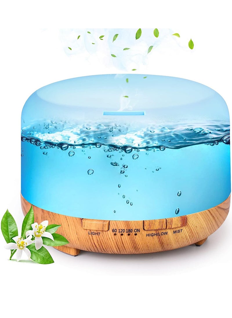 HomarKet - 500ml Premium, Essential Oil Diffuser with 7 Colors LED Lights, 5 in 1 Ultrasonic Aromatherapy Fragrant Oil Humidifier Vaporizer, Timer and Auto-Off Safety Switch - Image 1