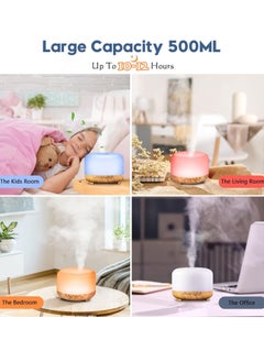 HomarKet 500ml Premium, Essential Oil Diffuser with 7 Colors LED Lights, 5 in 1 Ultrasonic Aromatherapy Fragrant Oil Humidifier Vaporizer, Timer and Auto-Off Safety Switch  - Image 3