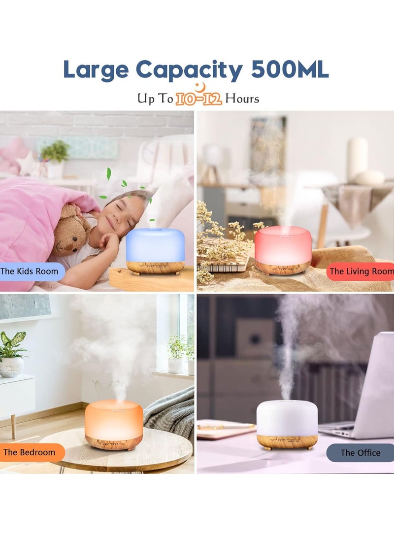 HomarKet - 500ml Premium, Essential Oil Diffuser with 7 Colors LED Lights, 5 in 1 Ultrasonic Aromatherapy Fragrant Oil Humidifier Vaporizer, Timer and Auto-Off Safety Switch - Image 1