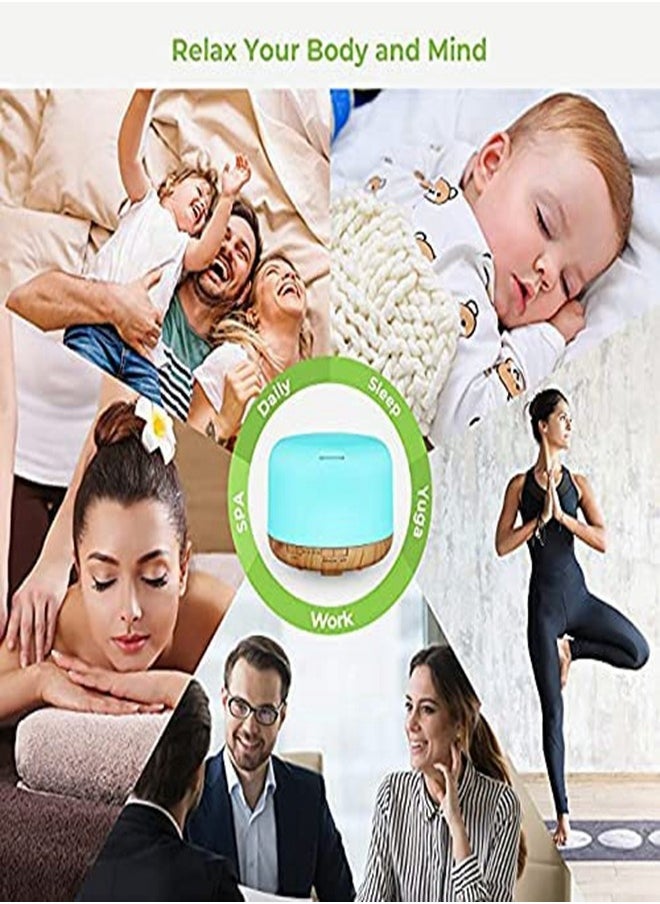 HomarKet - 500ml Premium, Essential Oil Diffuser with 7 Colors LED Lights, 5 in 1 Ultrasonic Aromatherapy Fragrant Oil Humidifier Vaporizer, Timer and Auto-Off Safety Switch - Image 1