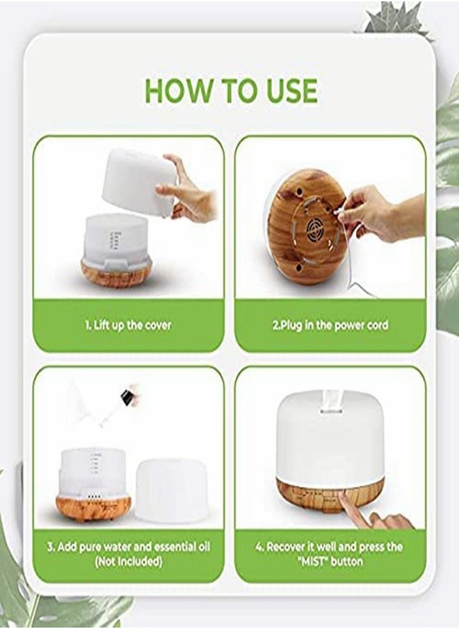 HomarKet - 500ml Premium, Essential Oil Diffuser with 7 Colors LED Lights, 5 in 1 Ultrasonic Aromatherapy Fragrant Oil Humidifier Vaporizer, Timer and Auto-Off Safety Switch - Image 1