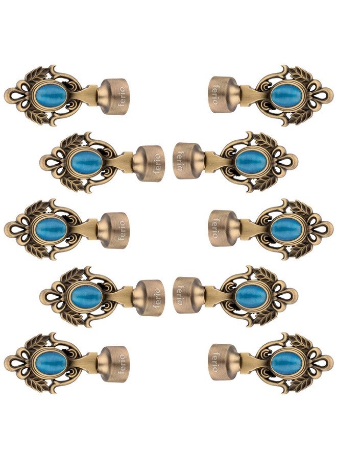 FERIO FERIO Curtain Brackets for Curtain Holders 1 Inch Curtain Rod Holders No Drilling Bracket, Diamond Curtain Accessories for Window Accessories for Home Décor and Furnishing (Pack of 10, Antique Brass) - Image 1