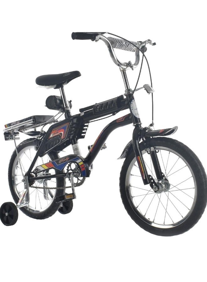 رامبو دراجة رامبو مقاس 16 بوصة مع إطار هوائي مزدوج قابل للتعديل وعجلات مدعومة من عمر 8 إلى 10 سنوات - Image 1