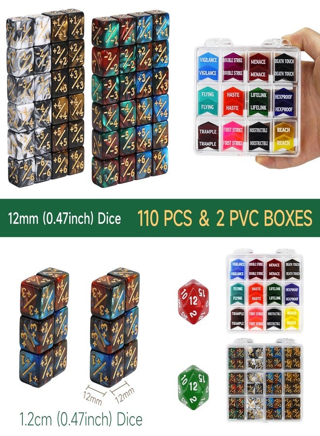 FourDragons 110 Pieces MTG Keyword Tokens 12mm Counters Dice for Magic The Gatering, MTG Abilities Keyword Buff Tokens D6 D20 Life Counter Dice for TCG CCG Magic Card Games Accessories - Image 3