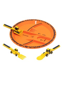 Gerenic 4PCS Children's Bulldozer Tableware, Baby Feeding Set With Utensil Set and Plate for Toddlers, Infants and Kids  - Image 2